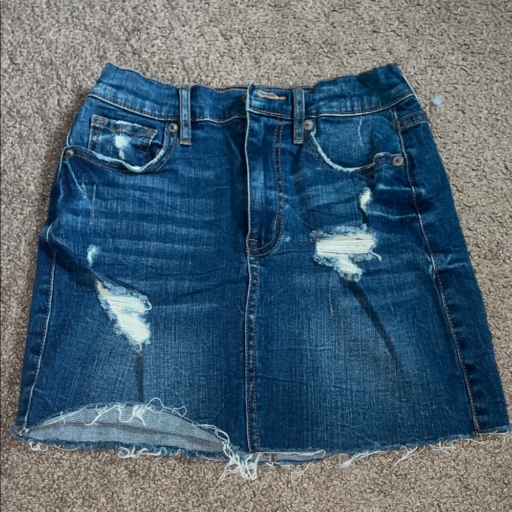 Distressed Denim Skirt